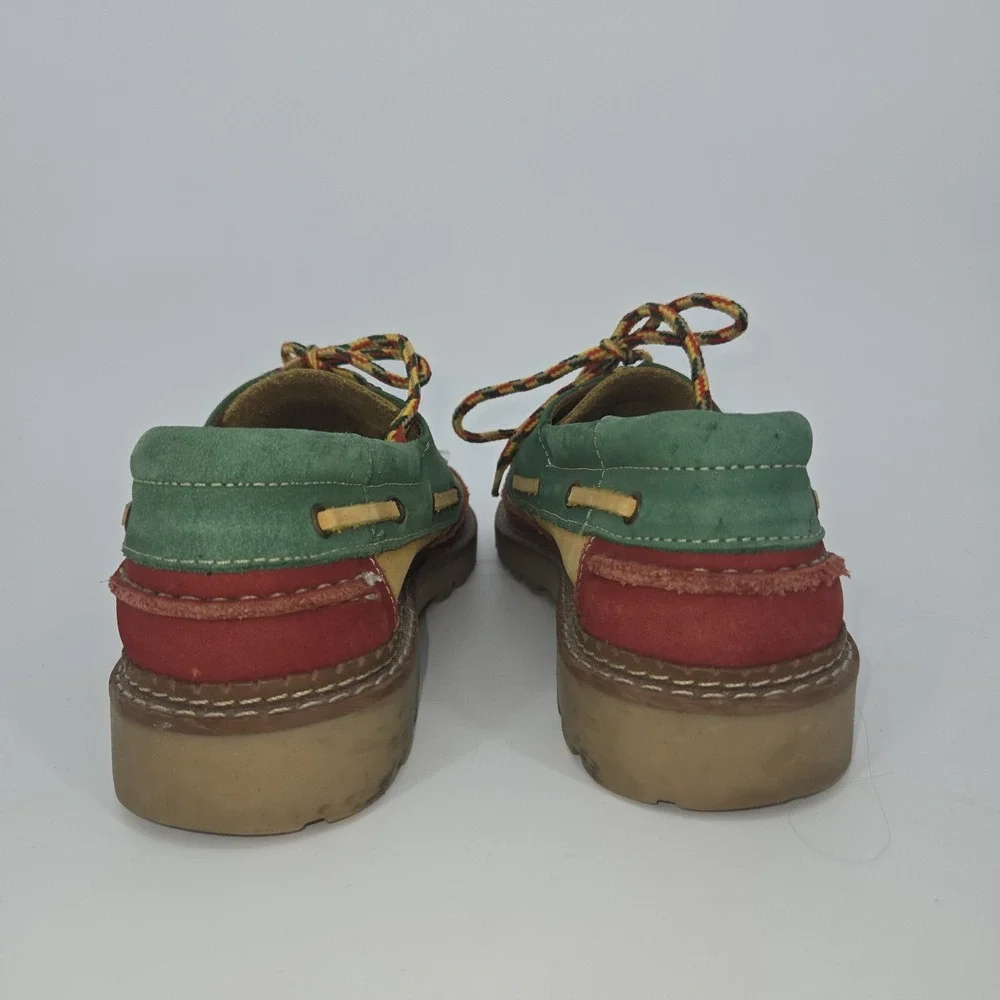 DIBA Vintage Boat Shoes‎ Men's 8.5 Leather Suede Lug Sole Deck Shoes Colorblock